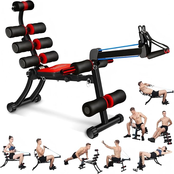 22 in 1 Multi-Functional Adjustable Ab Trainer Machine, Wonder Core Abdominal Exercise Equipment, Foldable Portable Rowing Machine, Core Workout & Total Gym for Home Exercise