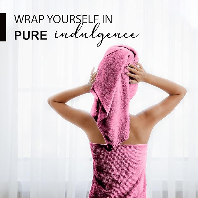 100% Cotton Bath Towels, 24x48 Pack of 6 Towels, Quick Dry, Highly Absorbent, Soft Feel Towel, Gym, Spa, Bathroom, Shower, Pool, Luxury Soft Towels (Pink, 24x48-6 Pack)