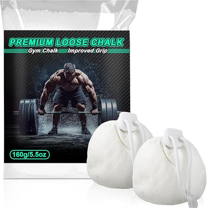 2PCS Chalk Ball - Climbing Chalk Gymnastics Magnesium Lifting for Gym, Gymnastics, Grip, Climbing, Weightlifting (5.5oz Chalk Powder)