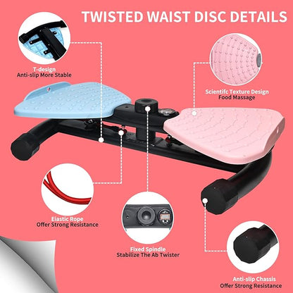 Ab Twister Trainer – Smart LED Digital Monitor, 330LBS Capacity, 20dB Ultra-Quiet Waist Twister Machine, Anti-Slip Home Gym Equipment for Women & Men, Belly Fat Workout Tool for Core Fitness