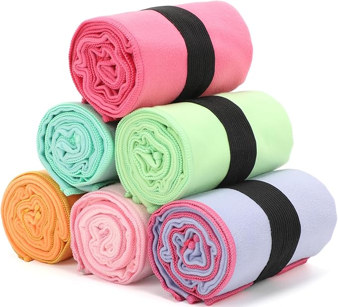 6 Pack Microfiber Gym Towel Quick Dry Lightweight Workout Gear for Men Women Sports Exercise Fitness Tennis Running Riding Hiking Camping Yoga Sweat Towels(6 Pack(Light))