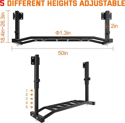 48" Joist Mounted Pull Up Bar, 600LBS Heavy Duty Multi Grip Ceiling Mount Chin Up Bar, Ceiling Beam for Home Gym/Garage/Basement with 5-Height Adjustable& Round Anchors, Easy to Install