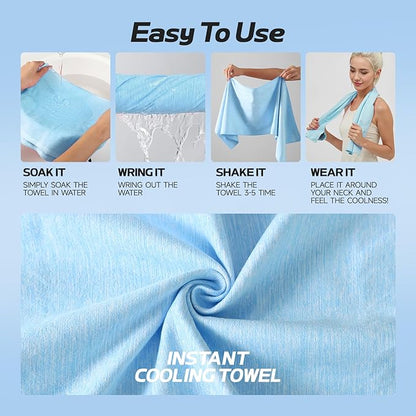 Cooling Towels for Neck and Face - 4 Pack Microfiber Gym Towels Set, 39" x 11" Microfiber Absorbent Towel for Sports Fitness, Yoga, Super Soft and Quick-Drying Gym Towels for Women Men, Multicolor