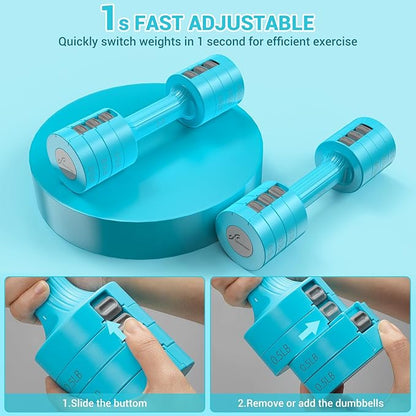 Sportneer Adjustable Dumbbells Hand Weights Set: 5 lb Dumbbell Set of 2 Each 2lb 3lb 4lb 5lb Free Weights Fast Adjust Weight 4 In 1 Weights Dumbbells Set for Women Men Home Gym Exercise Training