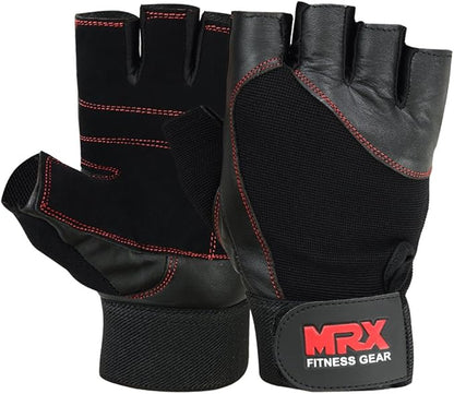 MRX Weight Lifting Gloves Gym Training Bodybuilding Fitness Powerlifting Workout Weightlifting Gloves Genuine Leather for Men & Women