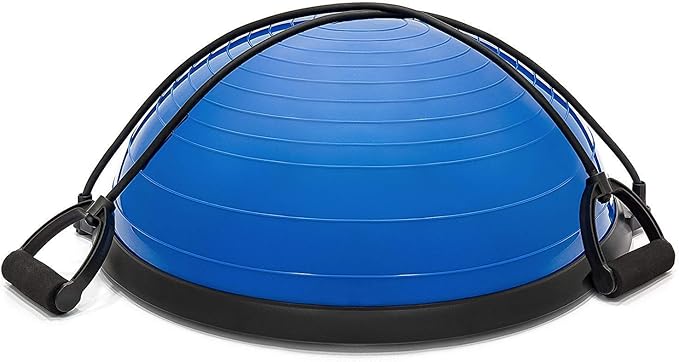 X FACTOR 23" Inch Balance Trainer Stability Half Ball Yoga Ball Training Exercise with Resistance Bands, Pump for Strength Core Ab Workout Home Gym