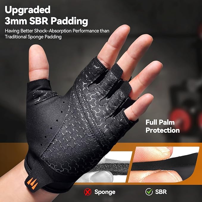 Workout Gloves for Women and Men, Breathable Weight Lifting Gloves, Grip & Shock Absorption, Full Palm Protection, for Gym Exercise, Fitness, Training & Cycling