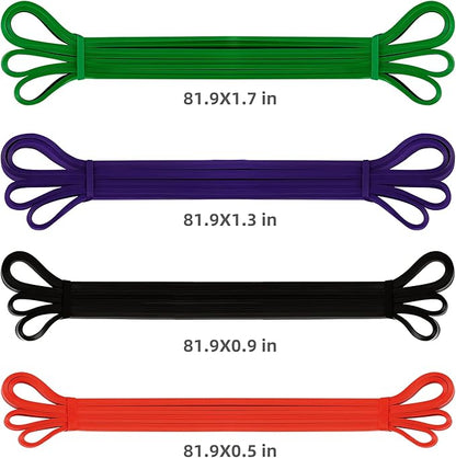 Pull Up Resistance Bands Set of 4 for Men and Women, Assistance Band for Exercise for Resistance Training Powerlifting, Gyms, Mobility Home Fitness, with Carrying Bag(4pcs)