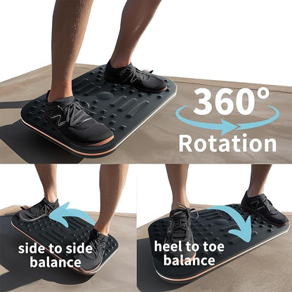 Balance Board For Standing desk, 2-in-1 Dual-Sided Balance Stability Trainer & Anti-Fatigue Standing Mat,Calf Stretcher,Exercise Balance,For Home,Gym,Office