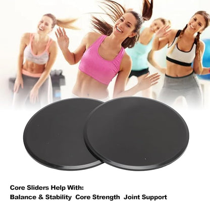Core Sliders for Full Body Workout, Dual Sided Discs, Compact 7 Inch Round Black - Portable Design, Multi Surface Use, Ideal for Home and Gym Exercise