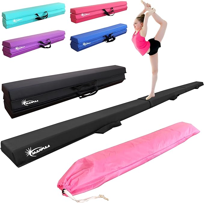 MARFULA 6 FT / 8 FT / 9 FT / 10 FT Folding Gymnastic Balance Beam for Kids with Carry Bag for Home and Club Use