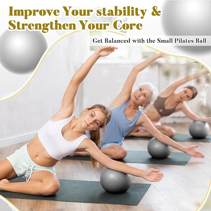 Sotiff 20 Pcs 9 Inch Pilates Ball Bulk Exercise Pilates Ball Mini Yoga Balls Therapy Core for Stability Barre Training Stretching Physical Posture Training Gym Workout with Inflation Tube
