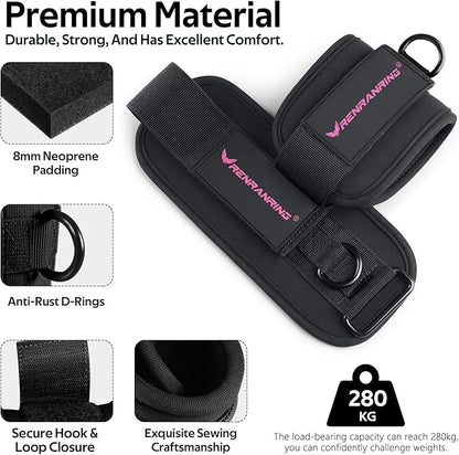 Ankle Resistance Bands with Cuffs, Ankle Bands for Working Out, Ankle Resistance Band for Legs and Glutes Workout Equipment, Butt Exercise Equipment for Women