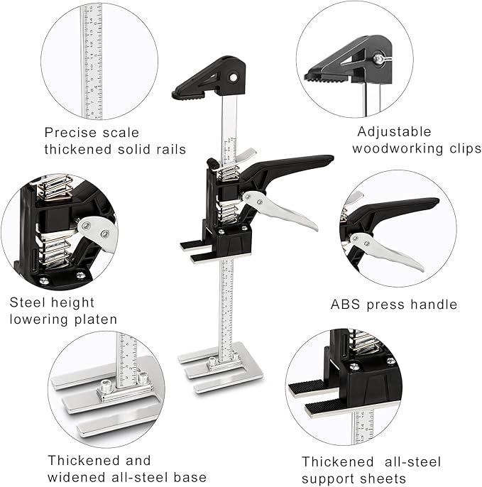 Labor Saving Arm Jack 2 Pack,15.5 Inch Multifunctional Furniture Lifter Jacks for Installing Cabinets and Wall Tile Height Adjuster Handheld Tool