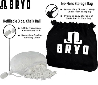Chalk Ball 3 oz with Storage Bag - Premium Chalk for Rock Climbing, Weightlifting, Gymnastics, Crossfit & More - Mess Free Gym Chalk with Refillable Sock - Natural Drying Formula