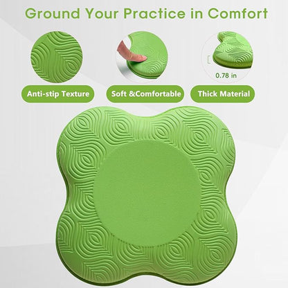 2 Pack Yoga Knee Pads Mat Set - Extra Thick Foam Kneeling Pad Cushion for Knees, Elbows, Wrists, Head - Yoga Essentials for Women Men, Non-Slip Pilates, Meditation, Floor Workouts