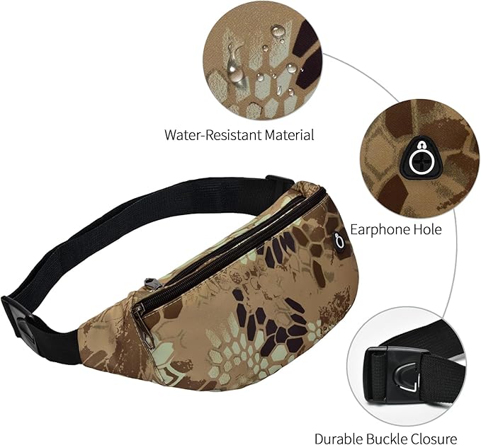 Fanny Pack for Men Women, Waterproof Sports Waist Bag Pack, Belt Bag for Travel Hiking Running
