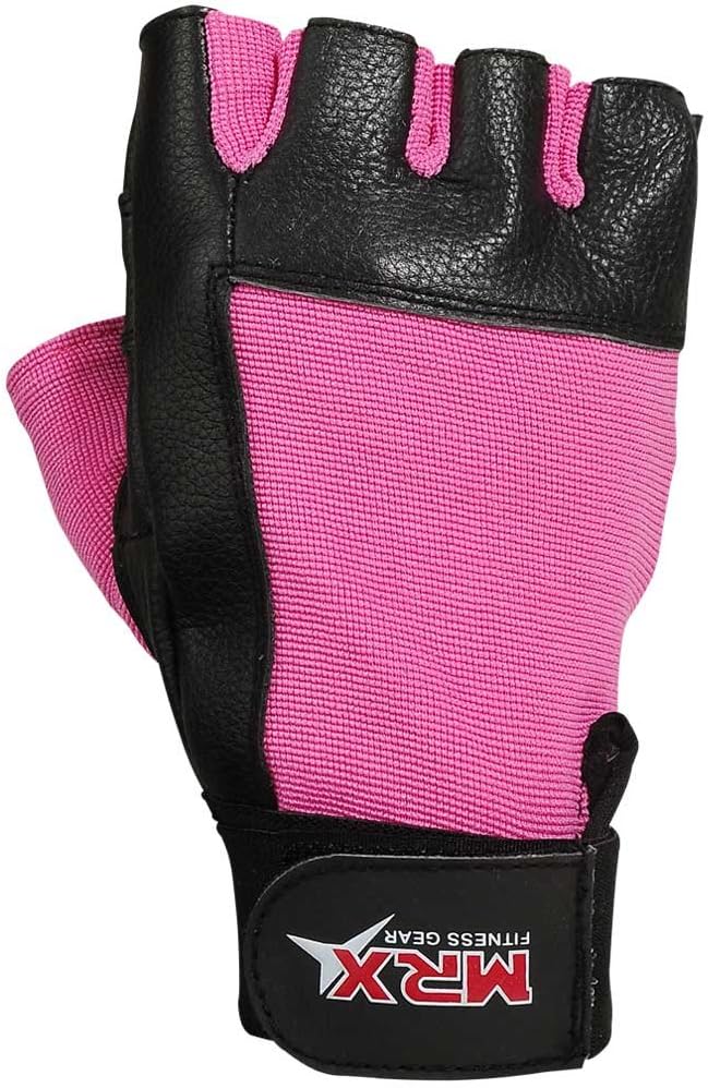 MRX Weight Lifting Leather Gloves Gym Fitness Training Glove with Long Wrist Strap
