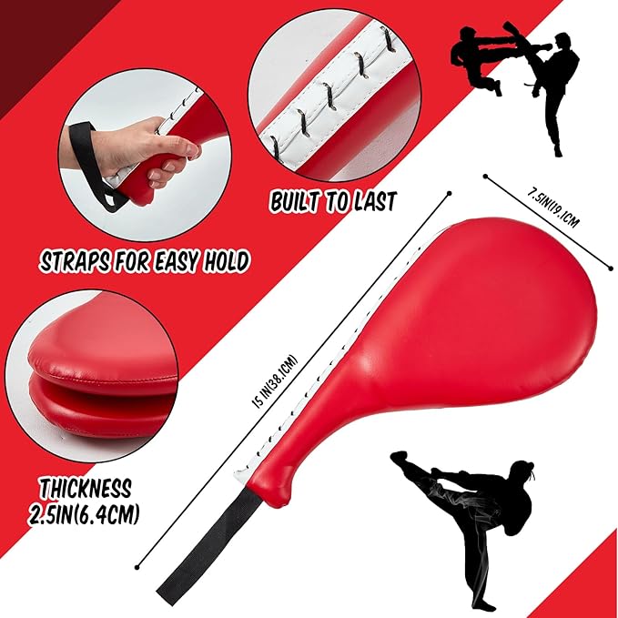 Poen 7 in 1 Taekwondo Kick Pad Boxing Training Equipment Punching Mitts Martial Arts Wrist Band Adjustable Soft Pads Set for Karate Muay Thai MMA Training
