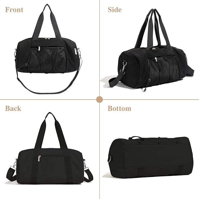 Small Gym Bag for Women, Travel Duffle Bag Carry On Weekender Bag with Shoe Compartment Overnight Gym Tote Personal Item Bag for Men