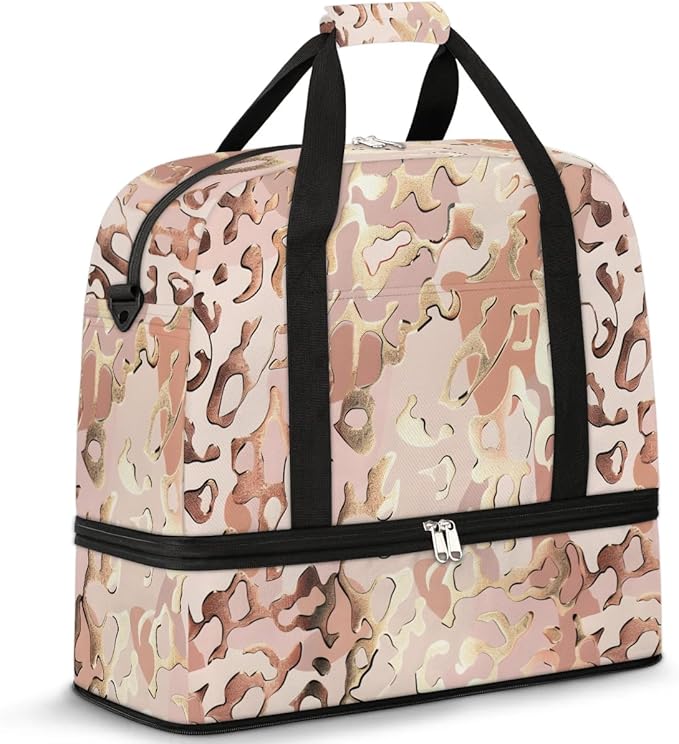 cfpolar Woman Travel Duffel Bag Leopard Print Animal Foldable Tote Carry On Luggage Sports Gym Bag With Shoe Compartment Overnight Weekend Yoga Workout Bag Training Handbag