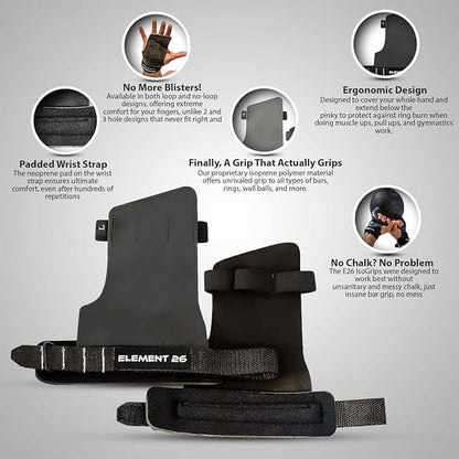Element 26 IsoGrip Hand Grips for Cross Training, Gymnastics, and Weight Lifting - Gymnastics Grips for Men and Women - Hand Protection for Muscle ups and Pull ups
