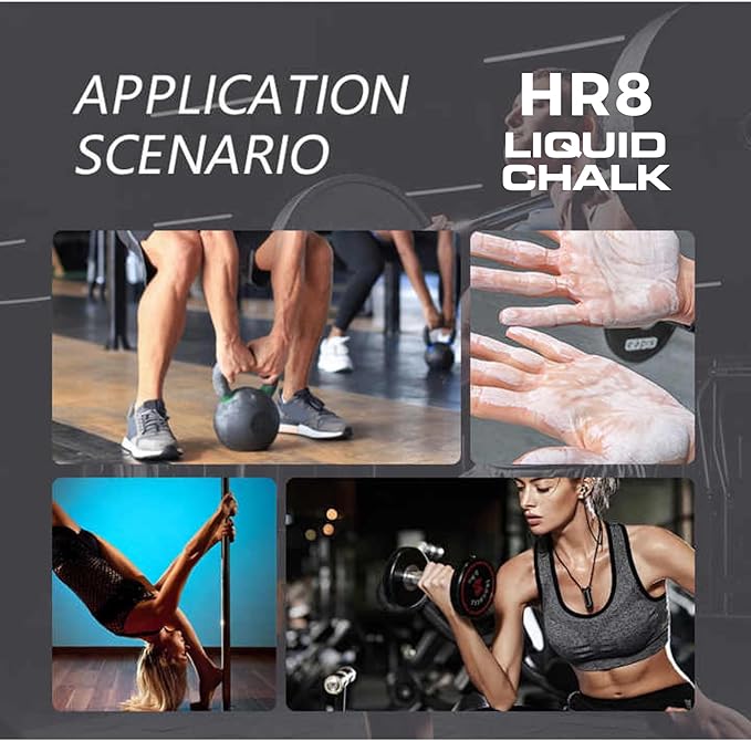 HR8 Liquid Chalk 50ml with Carabiner, Chalkless Mess-Free Grip for Gym, Weightlifting & Rock Climbing Chalk, Liquid Chalk Gym (Up to 30 Uses)