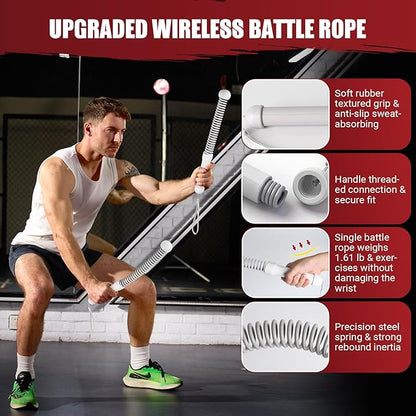Weighted Ropeless Battle Ropes, Heavy Duty Portable Cordless Battle Ropes for Home Gym with Poster, Workout Exercise Rope for Strength Building, HIIT and Low-Impact Aerobic Training for Men & Women