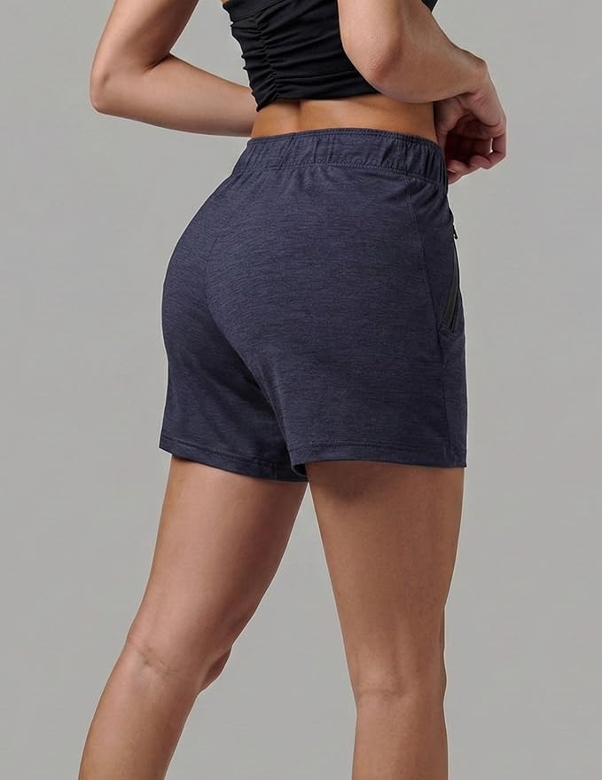 Liberty Imports 1 or 5 Pack Womens Lounge Workout Shorts with Zipper Pockets 5" Inseam Lightweight Athletic Casual Shorts