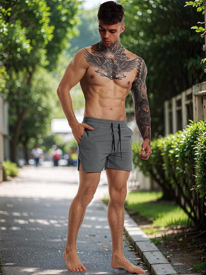 FLYFIREFLY Men's Gym Workout Shorts Quick Dry Lightweight Athletic Shorts Running Bodybuilding Training with Towel Loop