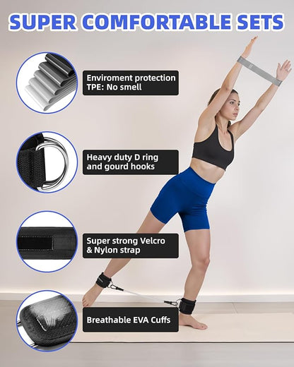 Resistance Bands Set – Resistance Band and Adjustable Ankle Exercise Bands with Cuffs Great Equipment for Training