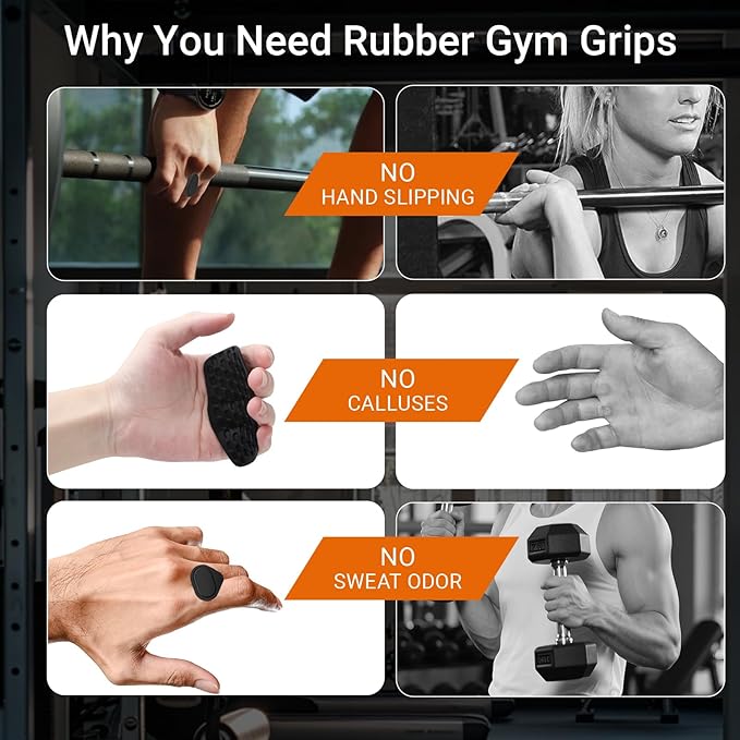 4-PCS Rypt Grip for Weight Lifting Deadlift Rows-Rubber Anti-Slip Ergonomic Lifting Gloves for Men and Women Training Palm Protectors for Gym Intensive Training and Exercise