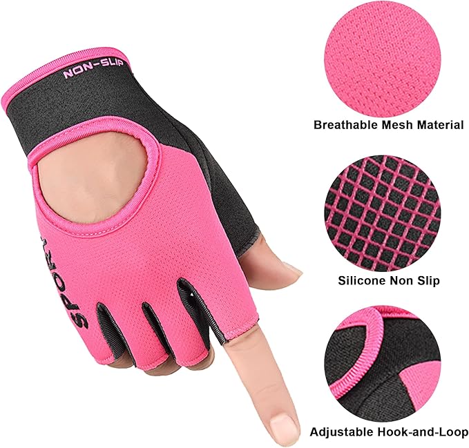 Anti-Slip Workout Gloves for Women Men - Breathable Mesh Fingerless Gloves for Fishing Gym Exercise Fitness