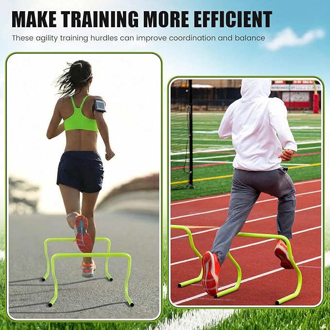 16 Pcs 12" Speed Agility Training Hurdles Large Size Detachable Agility Hurdles Hurdles Training Equipment Set for Athletes Soccer Basketball