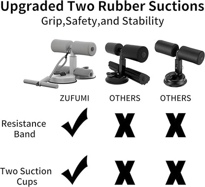 Sit Up Bar,Portable Adjustable Sit Up Floor Holder with 2 Strong Suction Cups and 1 Resistance Band,Situp Bar Assistance Device for Ab Workouts,Sit-Ups & Core Exercises,Home Office Gym