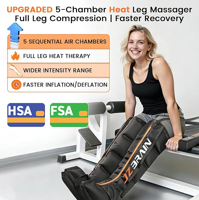 Air Compression Leg Recovery Boots : Sequential Full Leg Compression Massager System for Muscle Relaxation & Relief - 11 Intensity 6 Modes 3 Heat for Athletes & Gym (Small)