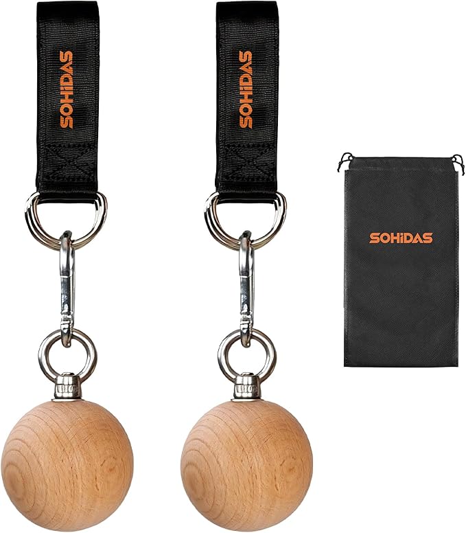 Wooden Pull Up Balls Grips Hand Grips Strength Trainer Exerciser for Chin Up Bar, Kettlebell, Barbell Home Gym Workout Equipment Rock Climbing Grips for Strength Training Max Load 500lbs