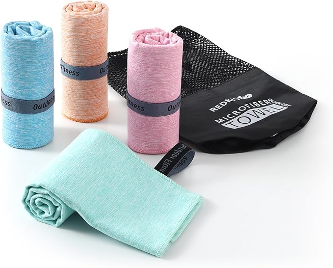 Cooling Towels for Neck and Face - 4 Pack Microfiber Gym Towels Set, 39" x 11" Microfiber Absorbent Towel for Sports Fitness, Yoga, Super Soft and Quick-Drying Gym Towels for Women Men, Multicolor