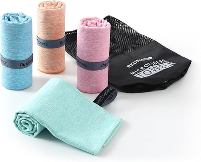 Cooling Towels for Neck and Face - 4 Pack Microfiber Gym Towels Set, 39" x 11" Microfiber Absorbent Towel for Sports Fitness, Yoga, Super Soft and Quick-Drying Gym Towels for Women Men, Multicolor