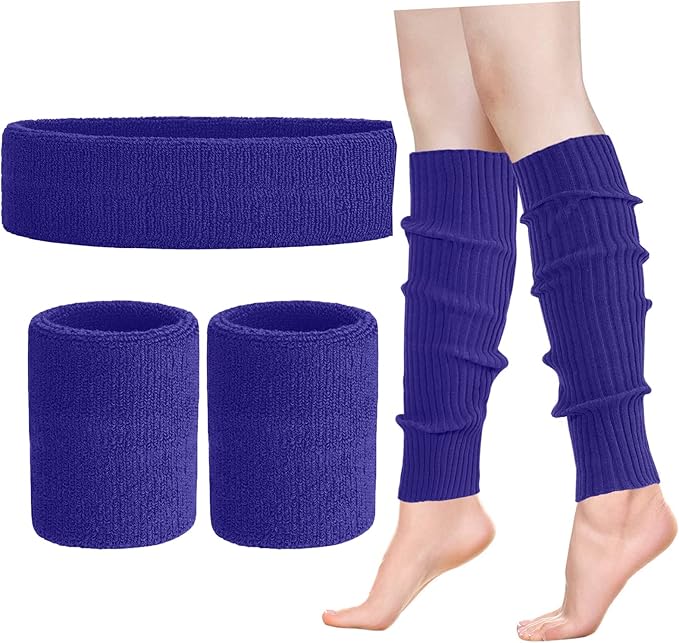 Leg Warmers for Women 80s Headband Wristbands Neon Leg Warmers Set for Sport Yoga - 80s Workout Clothes 90s Outfit for Women