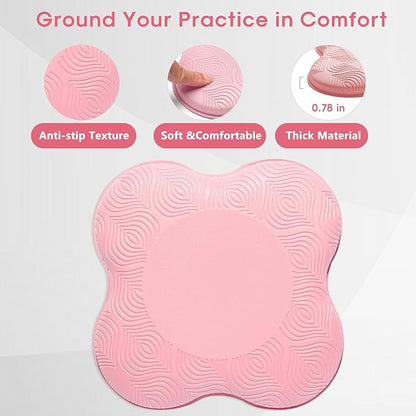 2 Pack Yoga Knee Pads Mat Set - Extra Thick Foam Kneeling Pad Cushion for Knees, Elbows, Wrists, Head - Yoga Essentials for Women Men, Non-Slip Pilates, Meditation, Floor Workouts