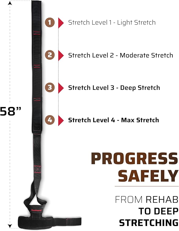 Quad Stretch Strap with Secure Ankle Support – 4-Loop Quad & Hip Flexor Stretch Band for Physical Therapy, Mobility & Post-Workout Recovery, Non-Elastic Leg Stretching Strap for Home & Gym