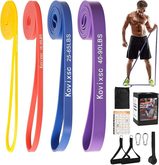 Resistance Bands for Working Out, Pull Up Assistance Bands, Exercise Workout Bands for Men & Women, Gym Bands with Door Anchor & Handle, Stretching Bands for Physical Therapy, Muscle Training