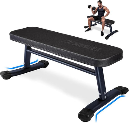 Flat Weight Bench, 2.4 Inch Thick Pad Workout Bench 660 LBS Bench Press Exercise Equipment for Home Gym Strength Weight Training