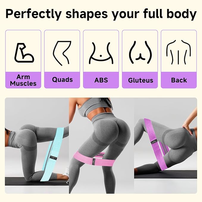 Resistance Bands, Fabric Workout Bands for Women & Men, Cloth Booty Resistance Loop Bands, Thick Squat Bands for Home Fitness, Gym, Yoga, Pilates for Butt Legs Thigh Hip Glute