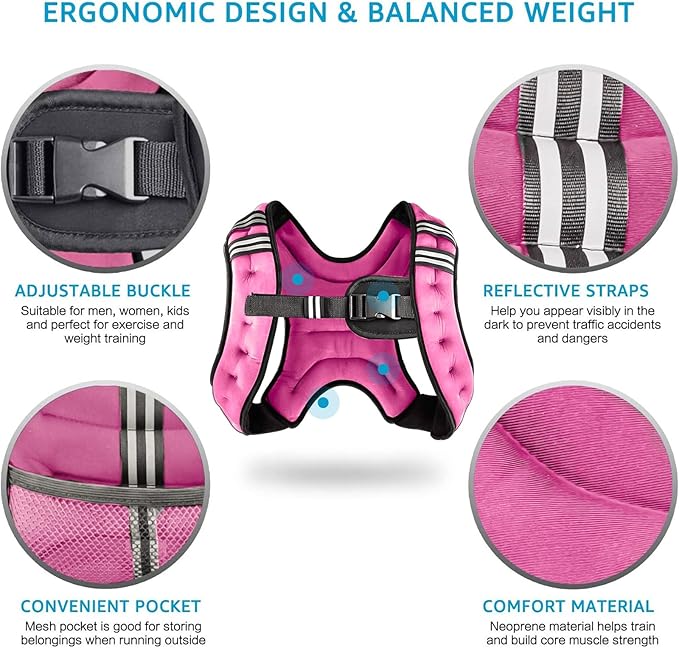Henkelion Weighted Vest Weight Vest for Men Women Kids Weights Included, Body Weight Vests Adjustable for Running, Training Workout, Jogging, Walking