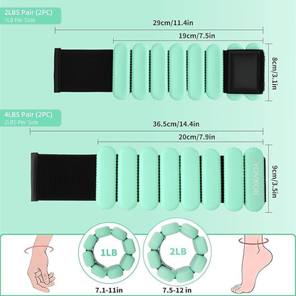 Wrist Weights, Silicone Adjustable Ankle Weights for Women Men - Strengthen Arms and Legs Ideal for for Home Gym Workout, Running, Yoga, Pilates, Barre, Exercise, Strength Training