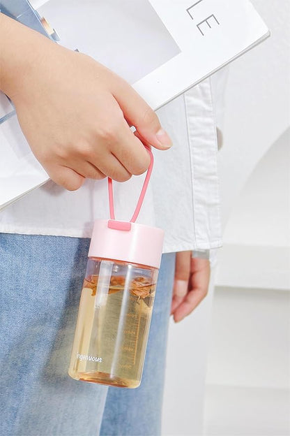 9 oz Tritan Colored Water Bottle,Infuser Small Water Bottle,Lightweight,Resuable,Leak Proof,Wide Opening,Cute and Clear(Light Pink)