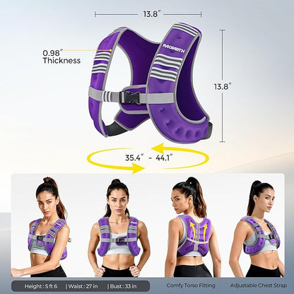 PACEARTH Weighted Vest,6lb/8lb/10lb/12lb/16lb/20lb/25lb/30lb Weight Vest with Reflective Stripe, Body Weight Vests for Women, Men, Weight Loss Workout, Strength Training, Running, Walking, Jogging