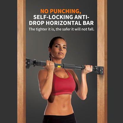 leikefitness Pull-Up Bar For Door Frame Chin Up Bar Upper Body Workout Adjustable Portable Training Pull-Up Bars Bars without Screw - Adjustable Width Locking Mechanism